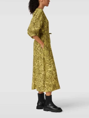 Sukienka midi ze wzorem na całej powierzchni model ‘Divina’ MSCH Copenhagen