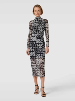 Sukienka midi ze wzorem na całej powierzchni model ‘Nortensis’ HUGO