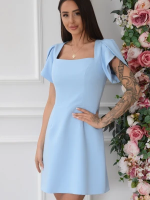 Sukienka mini dekolt karo baby blue Madonna Katniss