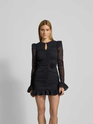 Sukienka mini krój slim fit z marszczeniami ROTATE Czarny