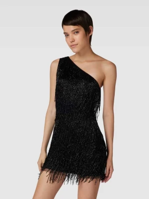 Sukienka mini na jedno ramię Lace & Beads Czarny