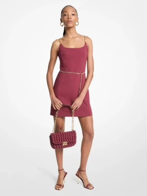 Sukienka mini na łańcuszkowych ramiączkach z paskiem. Michael Kors DEEPMULBERRY (Purpurowy)