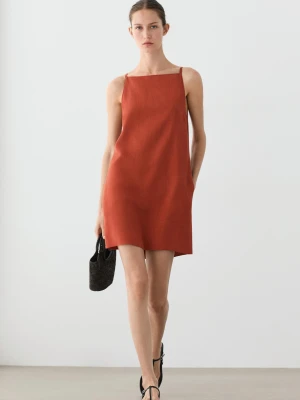 Sukienka Mini Na Ramiączkach - Ceglany - Massimo Dutti - Female