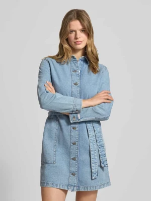 Sukienka mini w tkaninie stylizowanej na denim z wykładanym kołnierzem Calvin Klein Jeans