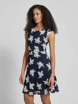 Sukienka mini we Wzór na całej powierzchni z Okrągły dekolt Apricot