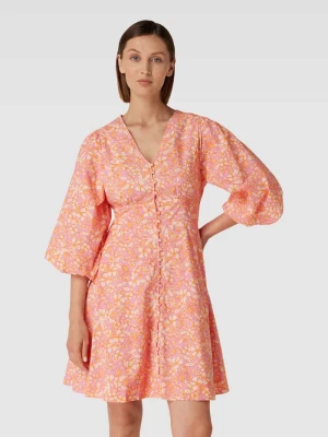 Sukienka mini z bawełny ekologicznej z bufiastymi rękawami model ‘LANA’ YAS