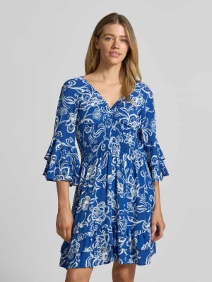 Sukienka mini z czystej wiskozy z detalem ze smockiem Apricot