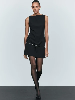 Sukienka Mini Z Dekoltem Łódką - Czarny - 38 (M) - Massimo Dutti - Female
