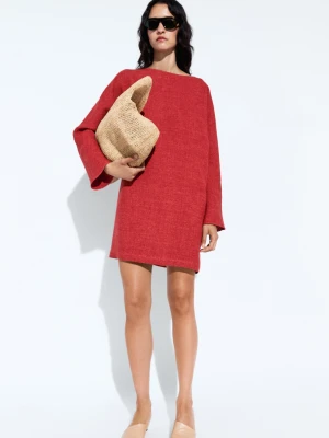 Sukienka Mini Z Długim Rękawem - Czerwony - - Massimo Dutti - Kobieta