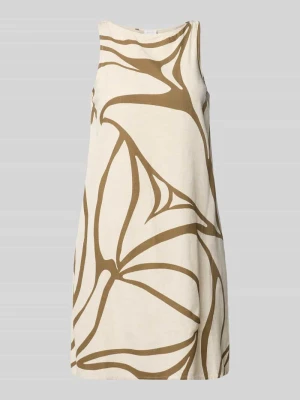 Sukienka mini z domieszką lnu i dekoltem w łódkę Vila