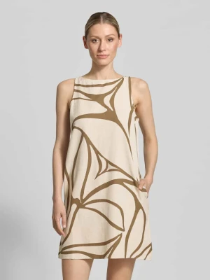 Sukienka mini z domieszką lnu i dekoltem w łódkę Vila