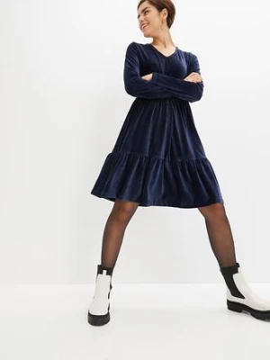 Sukienka mini z elastycznego aksamitu bonprix