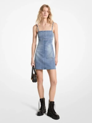 Sukienka mini z elastycznego denimu Michael Kors NIEBIESKI RETRO DEKATYZOWANY (Niebieski)