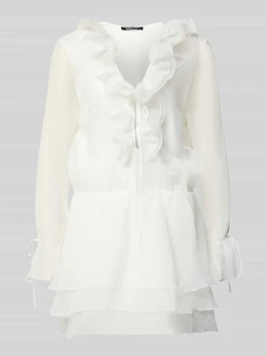 sukienka mini z falbanami i wiązaniem Gina Tricot