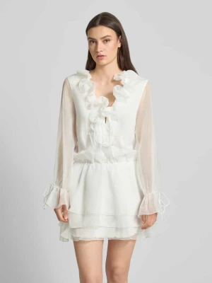 sukienka mini z falbanami i wiązaniem Gina Tricot