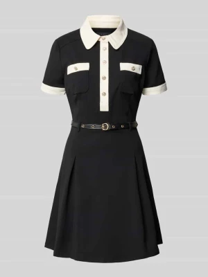 Sukienka mini z kołnierzykiem polo model 'Claudie' Guess Czarny