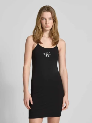 Sukienka mini z logo i cienkimi ramiączkami Calvin Klein Jeans