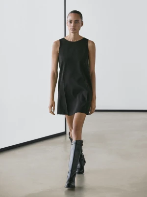 Sukienka Mini Z Mieszanki Wełny - Czarny - - Massimo Dutti - Kobieta