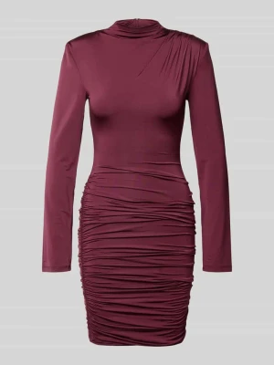 sukienka mini z mieszanki wiskozy o kroju slim fit ROTATE Ciemnoczerwony