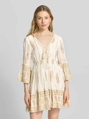 sukienka mini z nadrukiem paisley na całej powierzchni Apricot