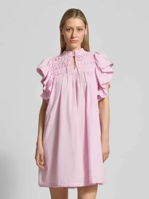Sukienka mini z rękawami motylkowymi model 'LURA' Y.A.S Mocnoróżowy