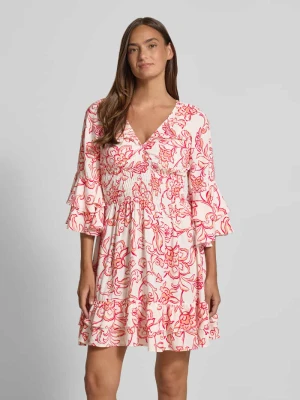 Sukienka mini z wiskozy z dekoltem w serek Apricot