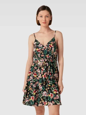 Sukienka mini z wiskozy z kwiatowym wzorem na całej powierzchni Apricot