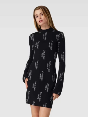 Sukienka mini ze wzorem z logo na całej powierzchni Calvin Klein Jeans