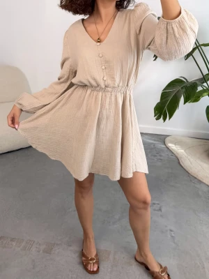 Sukienka Muślinowa Beżowa Astra ClothStore