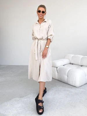 Sukienka Muślinowa Beżowa Bella ClothStore
