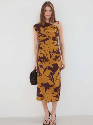 Sukienka na jedno ramię z nadrukiem ochra - Kobieta - - MANGO