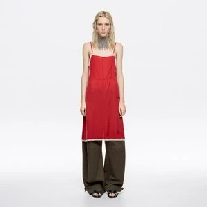 Sukienka na ramiączkach kontrastowa koronka czerwona BIMBA Y LOLA