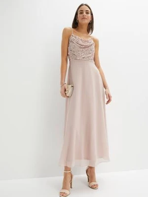 Sukienka na ramiączkach z cekinami bonprix