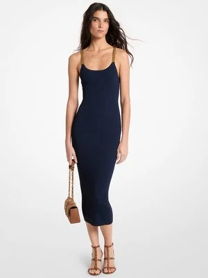 Sukienka na ramiączkach z ozdobnej dzianiny prążkowanej MICHAEL Michael Kors