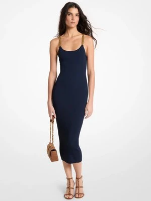Sukienka na ramiączkach z ozdobnej dzianiny prążkowanej MICHAEL Michael Kors
