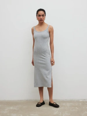 Sukienka na ramiączkach z prążkowanej dzianiny w kolorze GREY MELNAGE- CARMEN-M/L Marsala