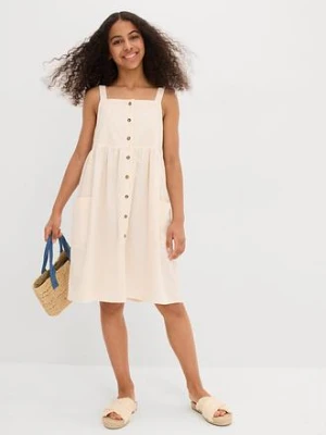 Sukienka na ramiączkach z przewiewnej mieszanki lnu bonprix