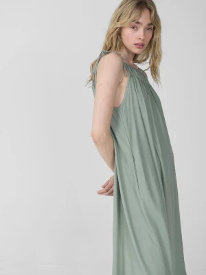 Sukienka na ramiączkach z wiskozy damska Outhorn - zielona