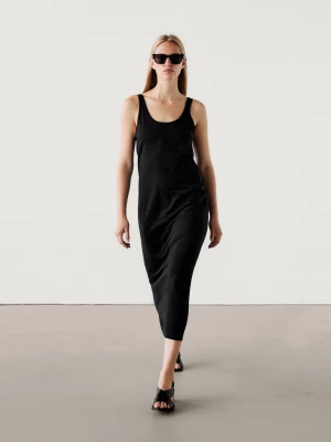 Sukienka Na Ramiączkach Ze 100% Bawełny - Czarny - - Massimo Dutti - Kobieta