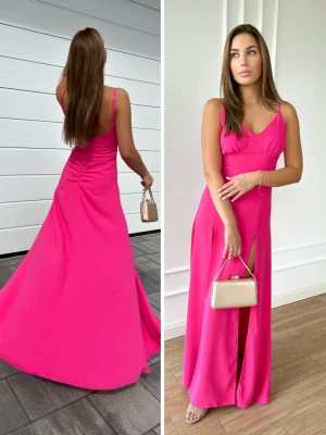 Imagine elegancka długa różowa sukienka PERFE
