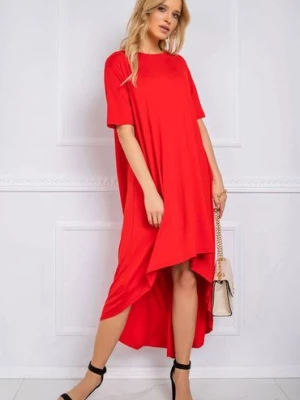 Sukienka o asymetrycznym kroju - czerwony RUE PARIS