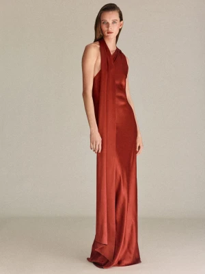 Sukienka o asymetrycznym kroju ze wstęgą intensywny pomarańczowy - Kobieta - - MANGO