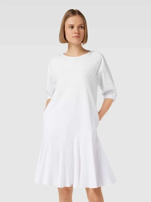 Sukienka o długości do kolan z czystej bawełny w jednolitym kolorze LUISA CERANO