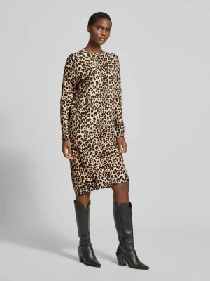Sukienka o długości do kolan z dzianiny z wiskozy ze wzorem w panterkę Christian Berg Woman