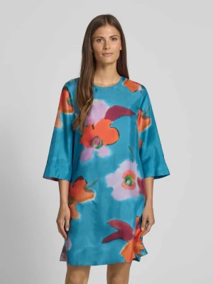 Sukienka o długości do kolan z jedwabiu z okrągłym dekoltem LUISA CERANO