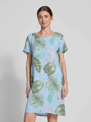 Sukienka o długości do kolan z mieszanki skóry jagnięcej strzyżonej z okrągłym dekoltem ZABAIONE