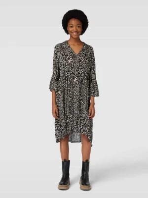 Sukienka o długości do kolan z wiskozy ze wzorem na całej powierzchni model ‘Marita’ Kaffe