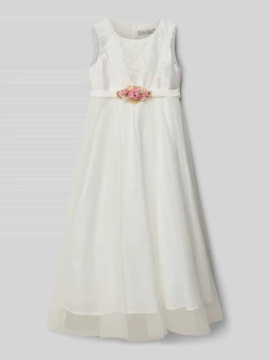 Sukienka o kroju regular fit z kwiatowym obszyciem Une Hautre Couture