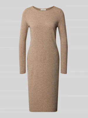 sukienka o kroju slim fit z czystego kaszmiru w imitacja dzianiny Christian Berg Ziemisty brązowy melanż
