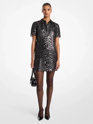 Zdjęcie produktu Sukienka o kroju T-shirtu z mieszanki jedwabiu z metalicznym włóknem z efektem mory Michael Kors